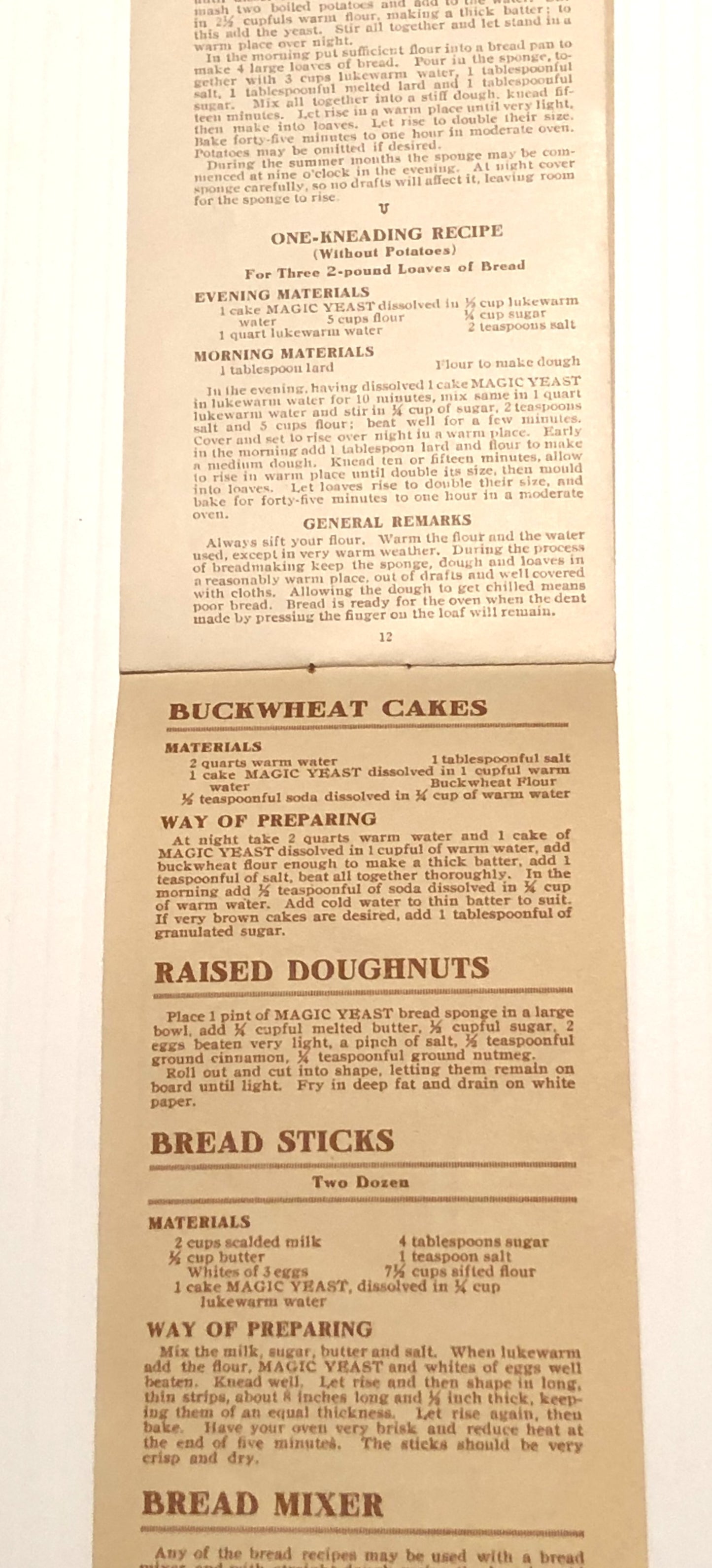Magic Yeast Recipe Booklet, Northwestern Yeast Company, c. 1930