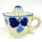 Grapevine Ceramic Reamer Juice & Pitcher, Blue and White, 1920s-1930s Japan
