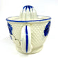 Grapevine Ceramic Reamer Juice & Pitcher, Blue and White, 1920s-1930s Japan