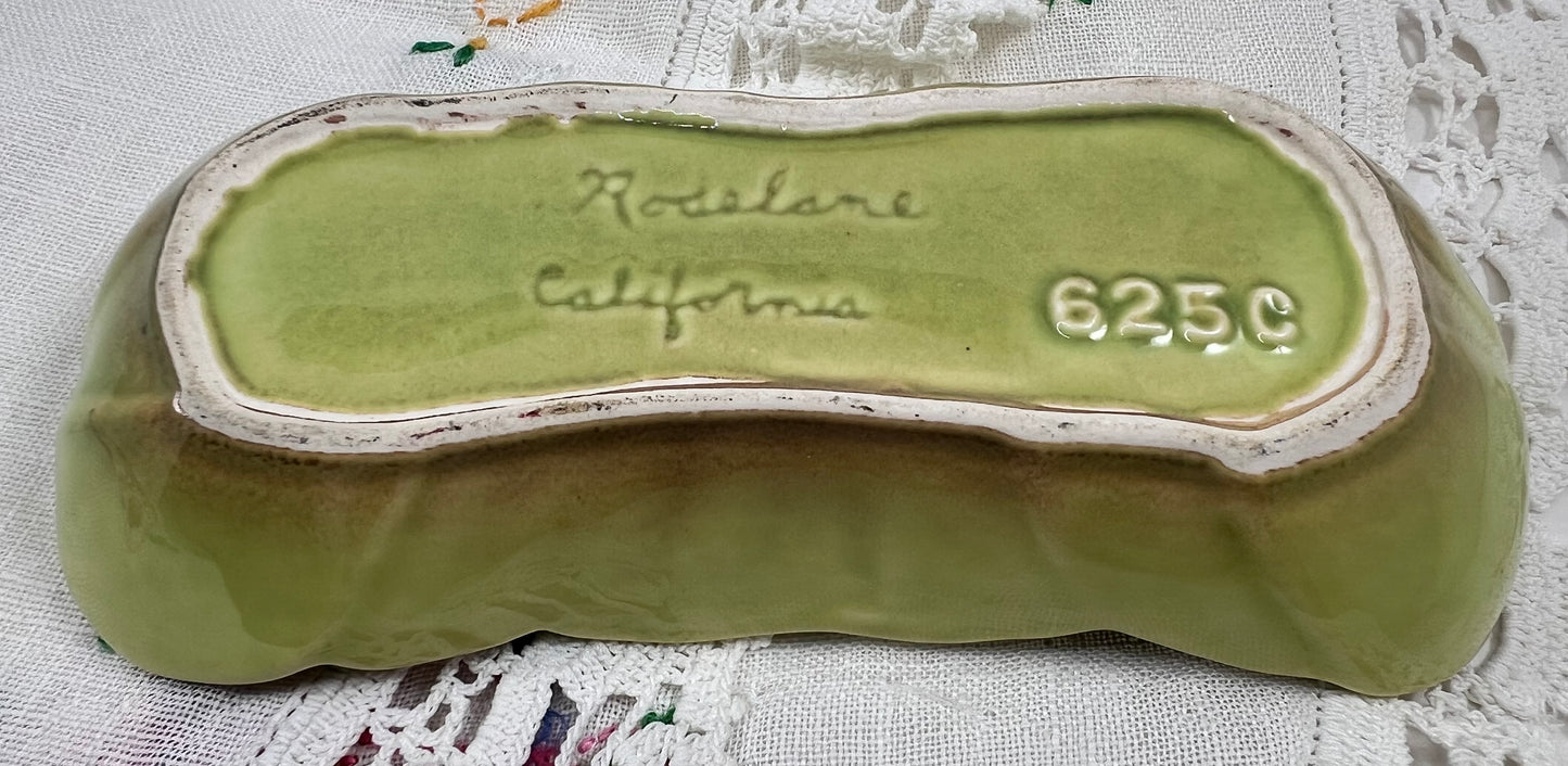 Roselane Pottery Dish, Mid-century Chartreuse Green, California Pottery