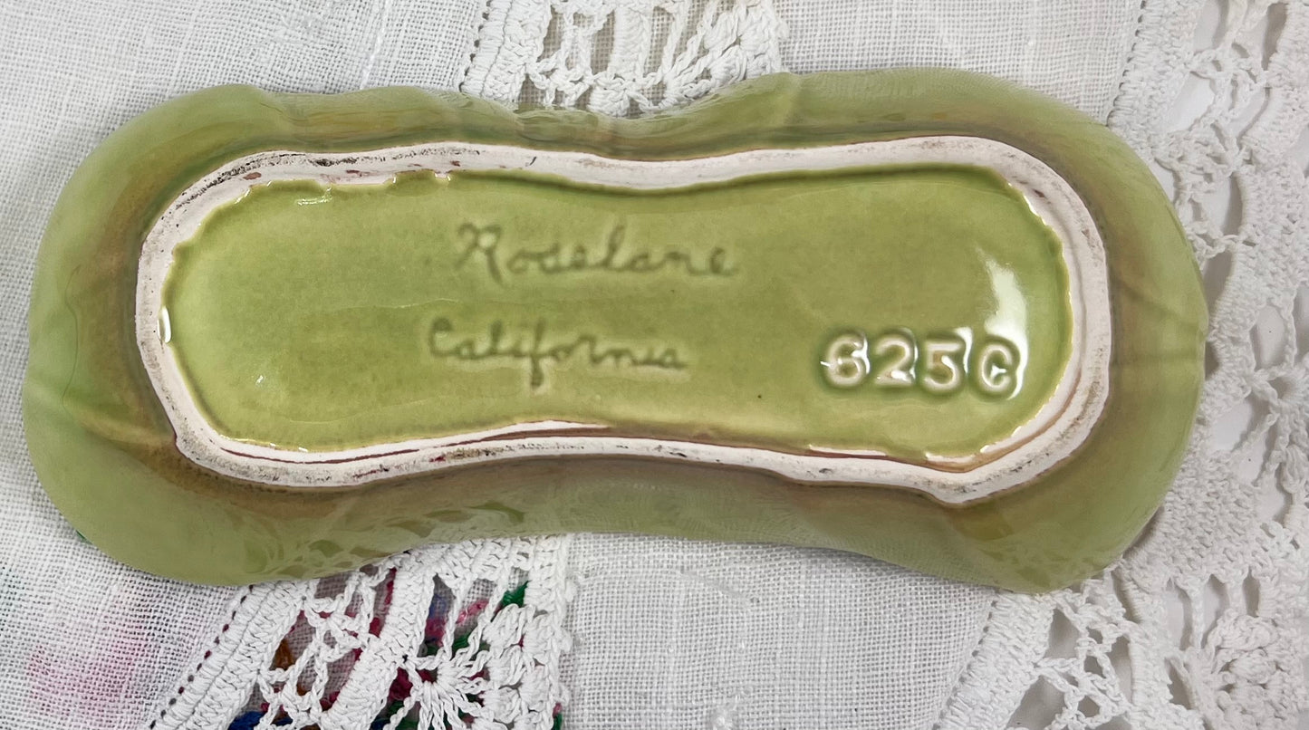 Roselane Pottery Dish, Mid-century Chartreuse Green, California Pottery