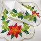 Christmas Table Runner, Hand-crafted Felt with Poinsettia and Holly Embellishments