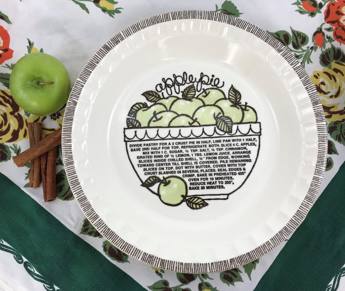 Vintage Apple Pie Recipe Plate, Royal China by Jeanette