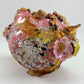 Basket Vase with Rose, Hand-blown Vasa Murrhina Glass