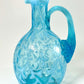Blue Opalescent Cruet, Brocade/Spanish Lace Pattern, Northwood Glass Company, c. 1899