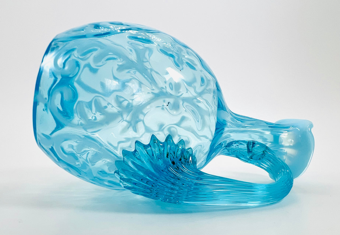 Blue Opalescent Cruet, Brocade/Spanish Lace Pattern, Northwood Glass Company, c. 1899