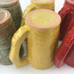 Frankoma Pottery Mug Set of Six, Mayan-Aztec Pattern