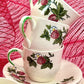 Strawberries and Flowers, Paden City Pottery Shenandoah Ware Demitasse Cup and Saucer, Set of Four