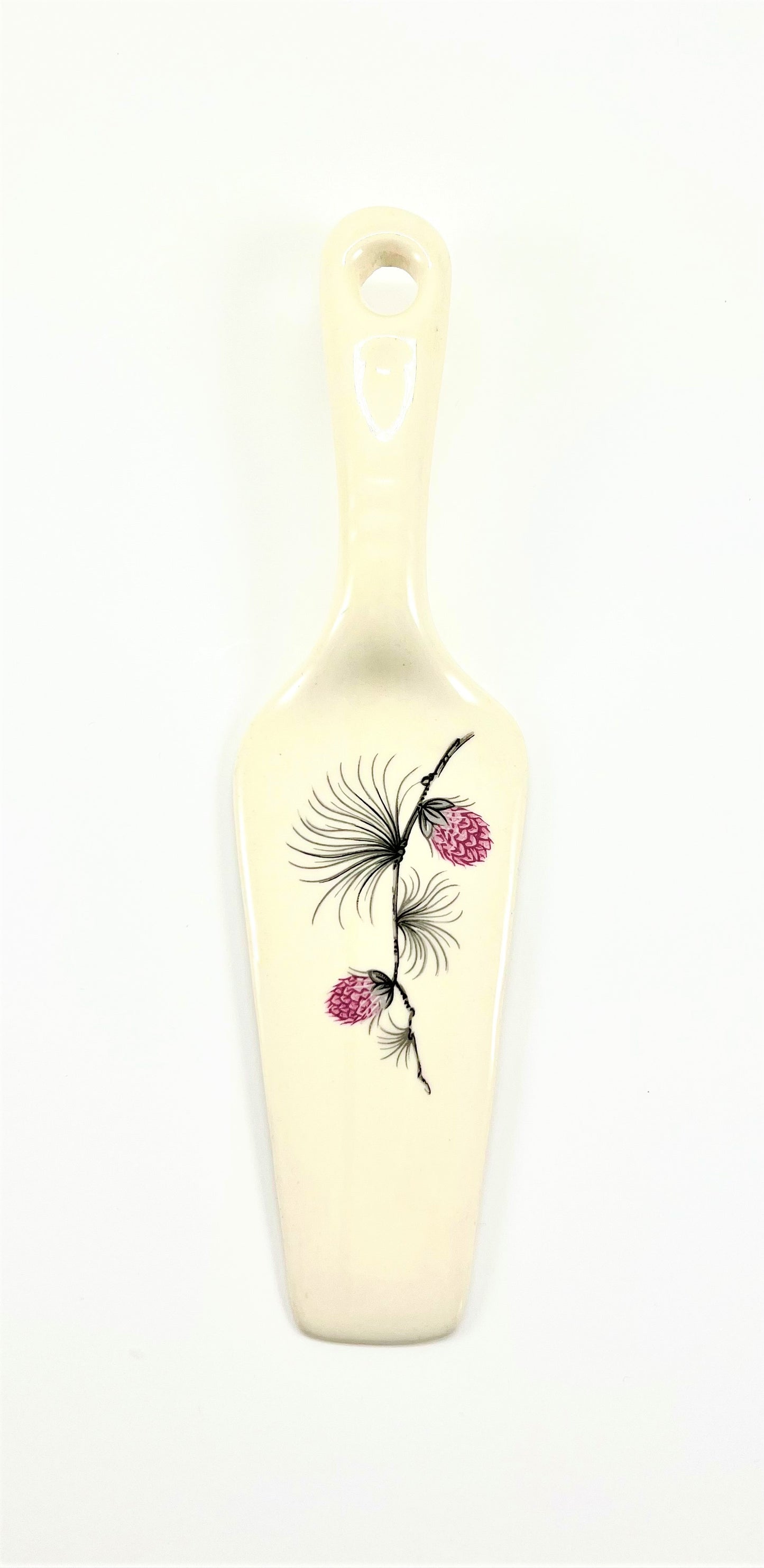 Pink Thistle Cake/Pie Server, Mid-century Ceramic