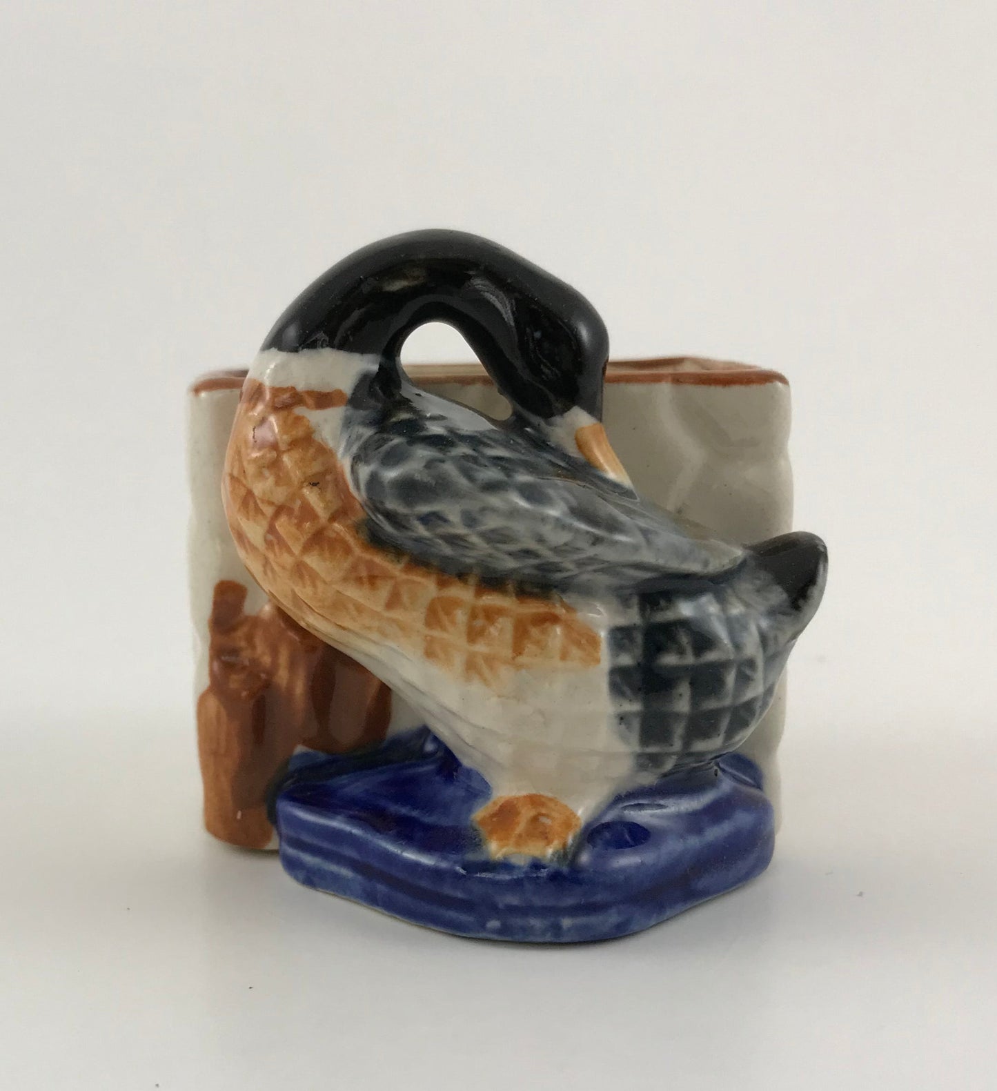 Occupied Japan Ceramic Duck Wall Pocket Planter 1940s