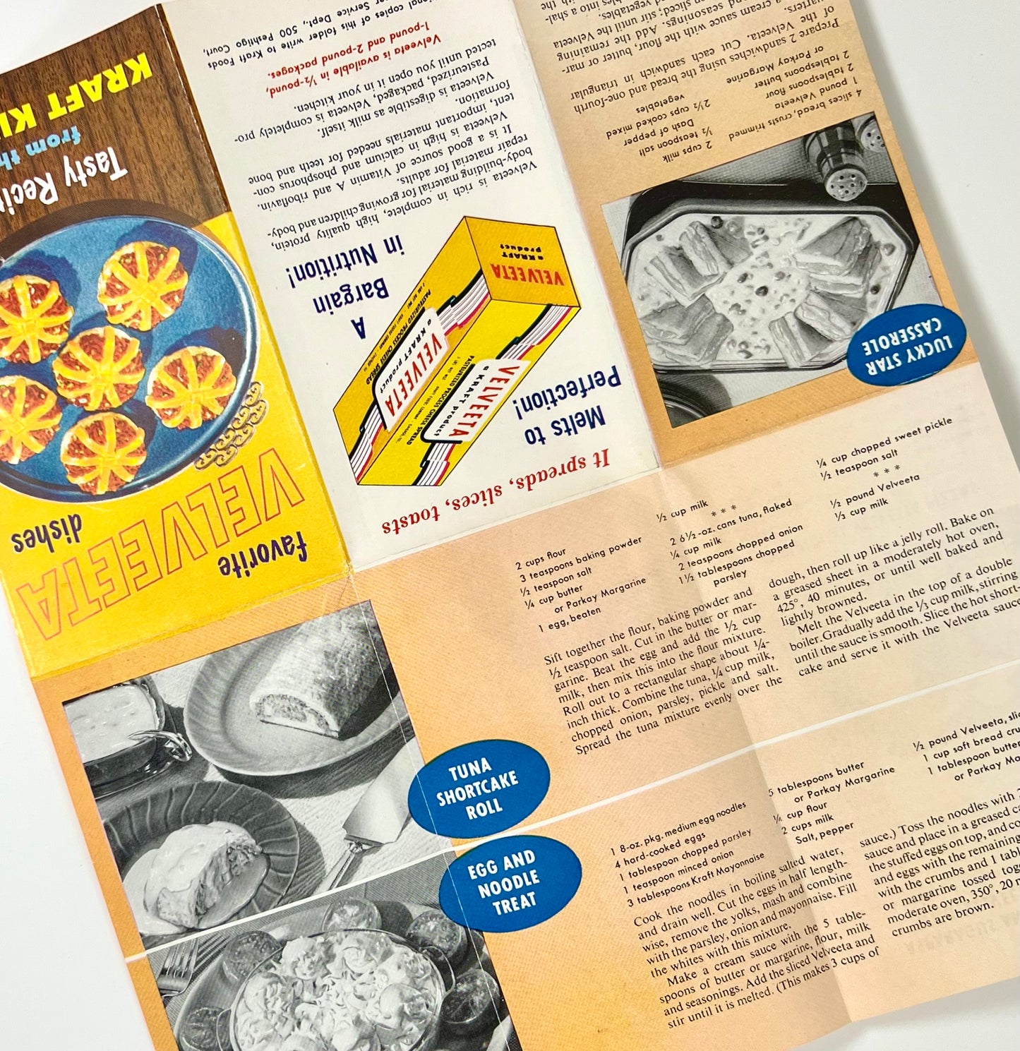 Velveeta Cheese Favorite Dishes Recipe Brochure, Kraft 1950s