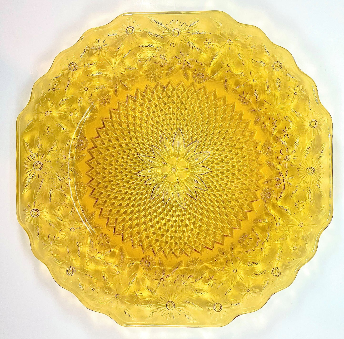 Depression Glass Sandwich Plate "Pineapple and Floral" Pattern, Indiana Glass Company