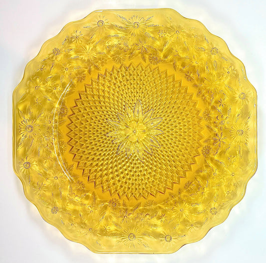 Depression Glass Sandwich Plate "Pineapple and Floral" Pattern, Indiana Glass Company