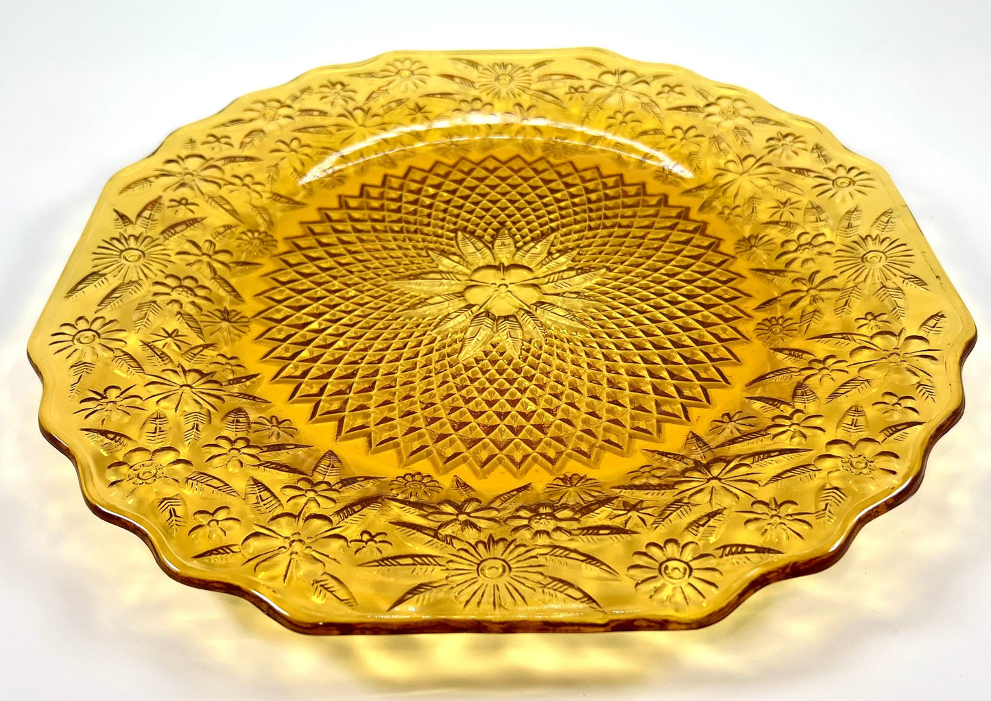 Depression Glass Sandwich Plate "Pineapple and Floral" Pattern, Indiana Glass Company