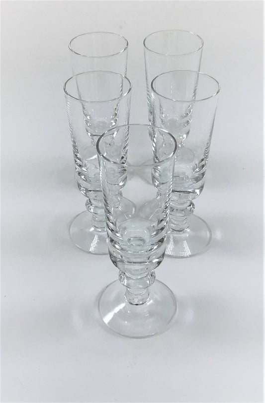 Mid-century Barware Set of Five Cordial Glasses