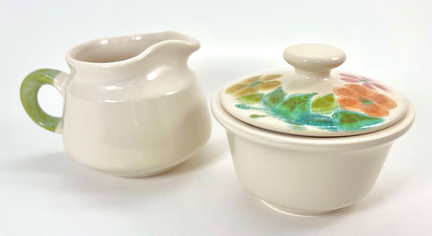 Franciscan Floral Earthenware Sugar and Creamer, 1970s