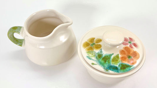 Franciscan Floral Earthenware Sugar and Creamer, 1970s