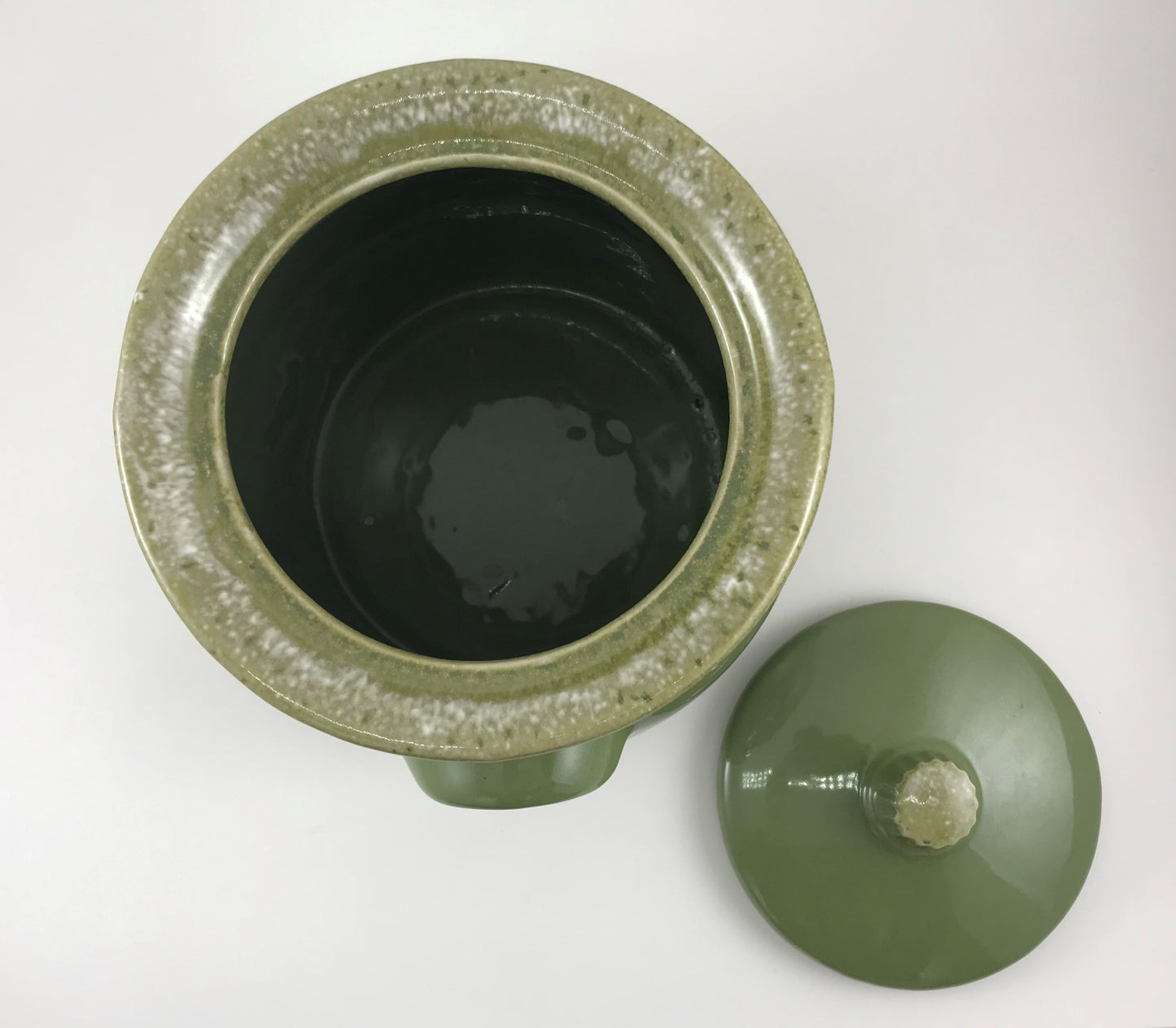 Hull Pottery Cookie Jar, Green Glaze with Lid, 1950s Oven-proof