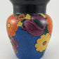 J. Mrazek Czechoslovakian Pottery Vase Floral, Peasant Art, 1920s, Blue