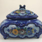Portuguese Ceramic Soup Tureen with Lid, Hand-painted Alcobaça Pottery