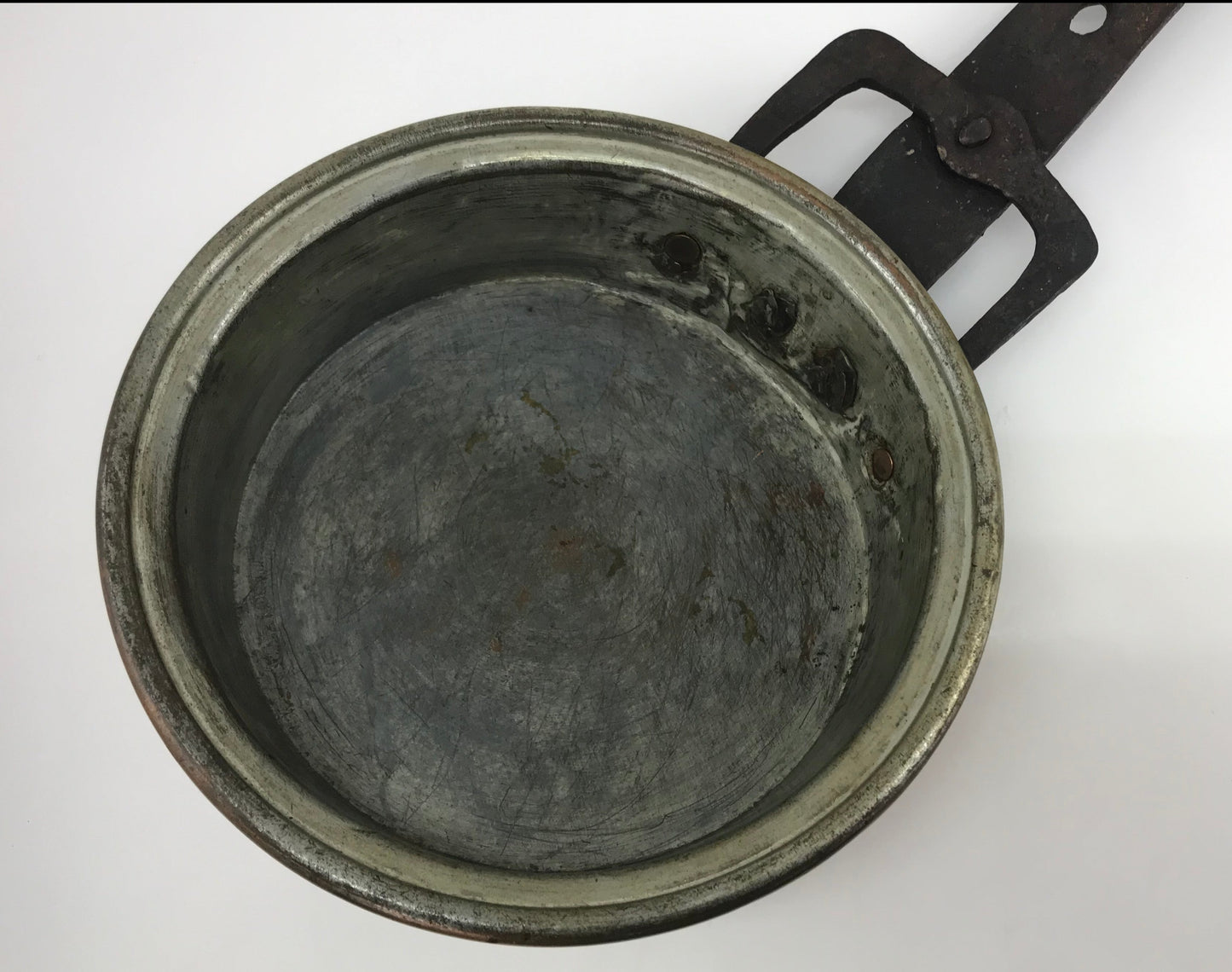 Copper Sauce or Sauté Pan, Antique with Wrought Iron Handle