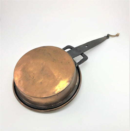 Copper Sauce or Sauté Pan, Antique with Wrought Iron Handle