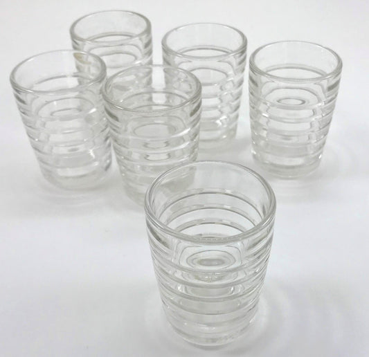 Ribbed Shot Glasses, Mid-century Barware Set of Six