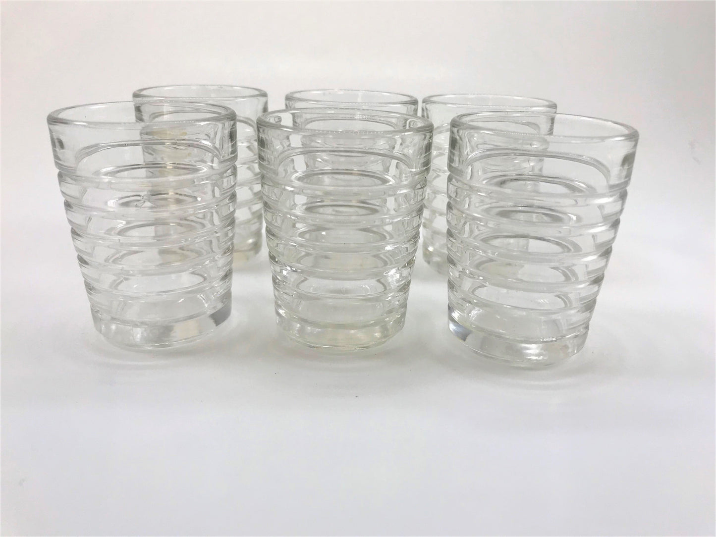 Ribbed Shot Glasses, Mid-century Barware Set of Six