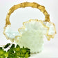 Yellow and White Hobnail Glass Basket Vase with Thorn Handle